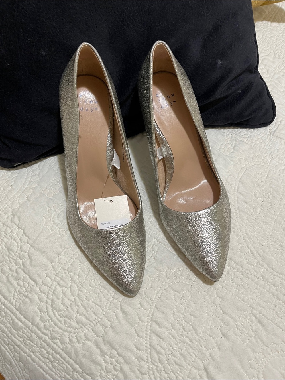 a new day Metallic Silver Pointed-Toe Pumps